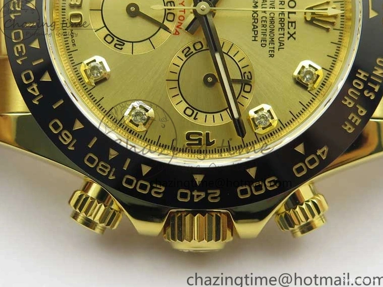 0412 Daytona 116518 Noob 1:1 Best Edition YG Plated 904L SS Case Goid Diamonds Dial on Black Rubber Strap SA4130 V4 (Free Extra Strap) Versatile 2587